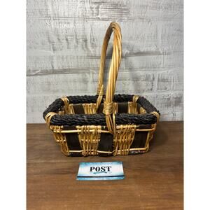 Vintage Wicker Rectangular Basket W/ Handle